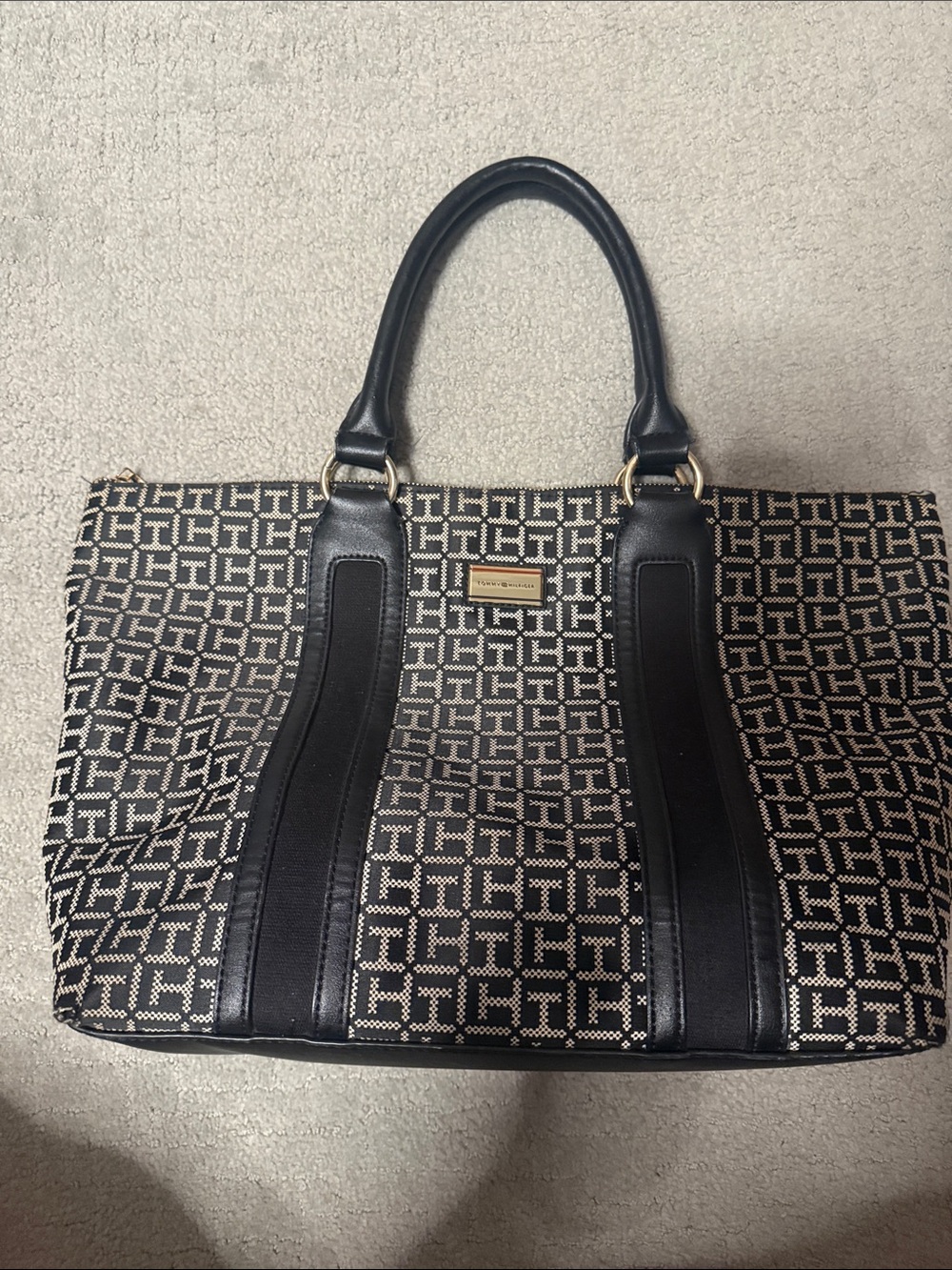 Tommy Hilfiger Black & Cream Monogram Tote